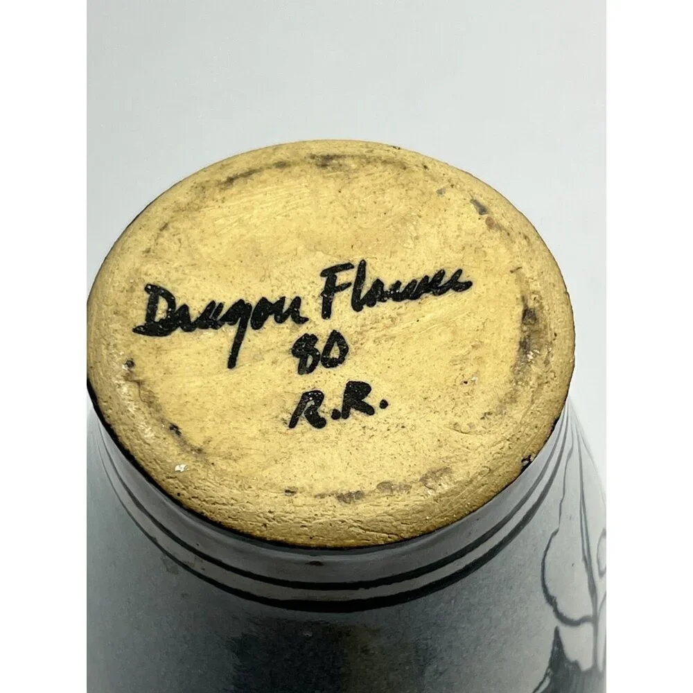 1980s Vintage Dragon Flower Vase Signed 8.5